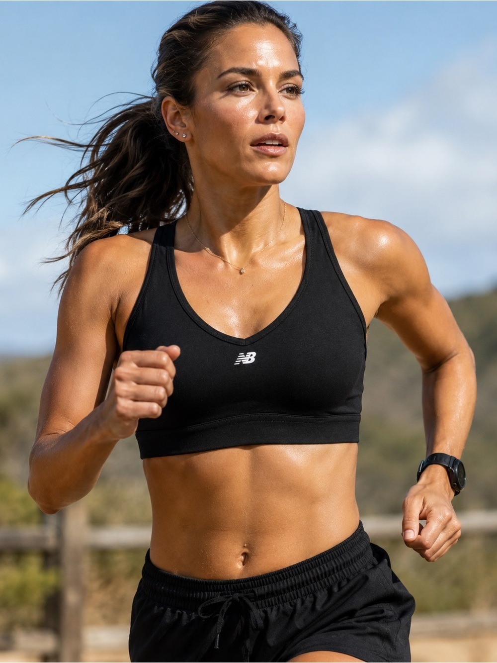 New Balance Black Racerback Medium-Impact Sports Bra